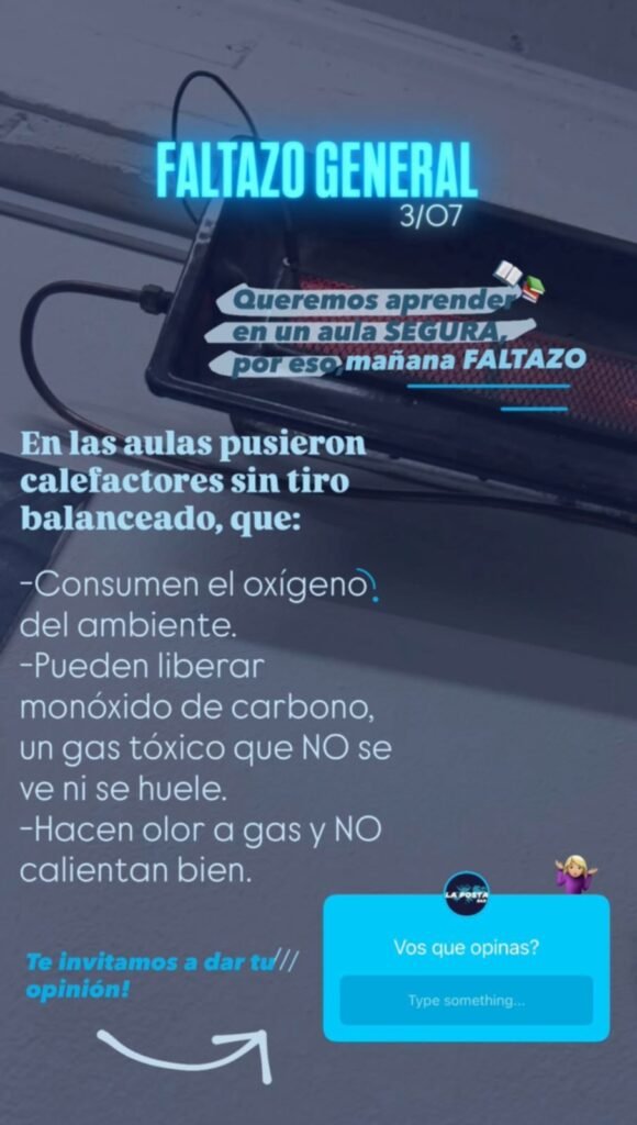 faltazo general en colegio universitas por riesgos en la calefaccion