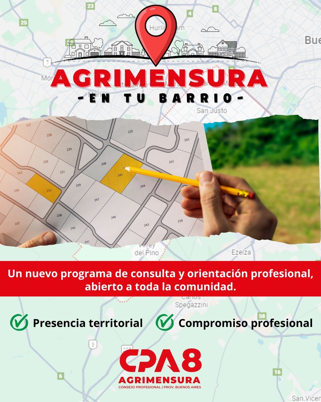 Lanzan “Agrimensura en tu Barrio” con asesoramiento técnico gratuito para vecinos