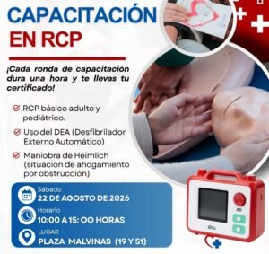 Brindarán una capacitación gratuita y abierta de RCP en Plaza Islas Malvinas